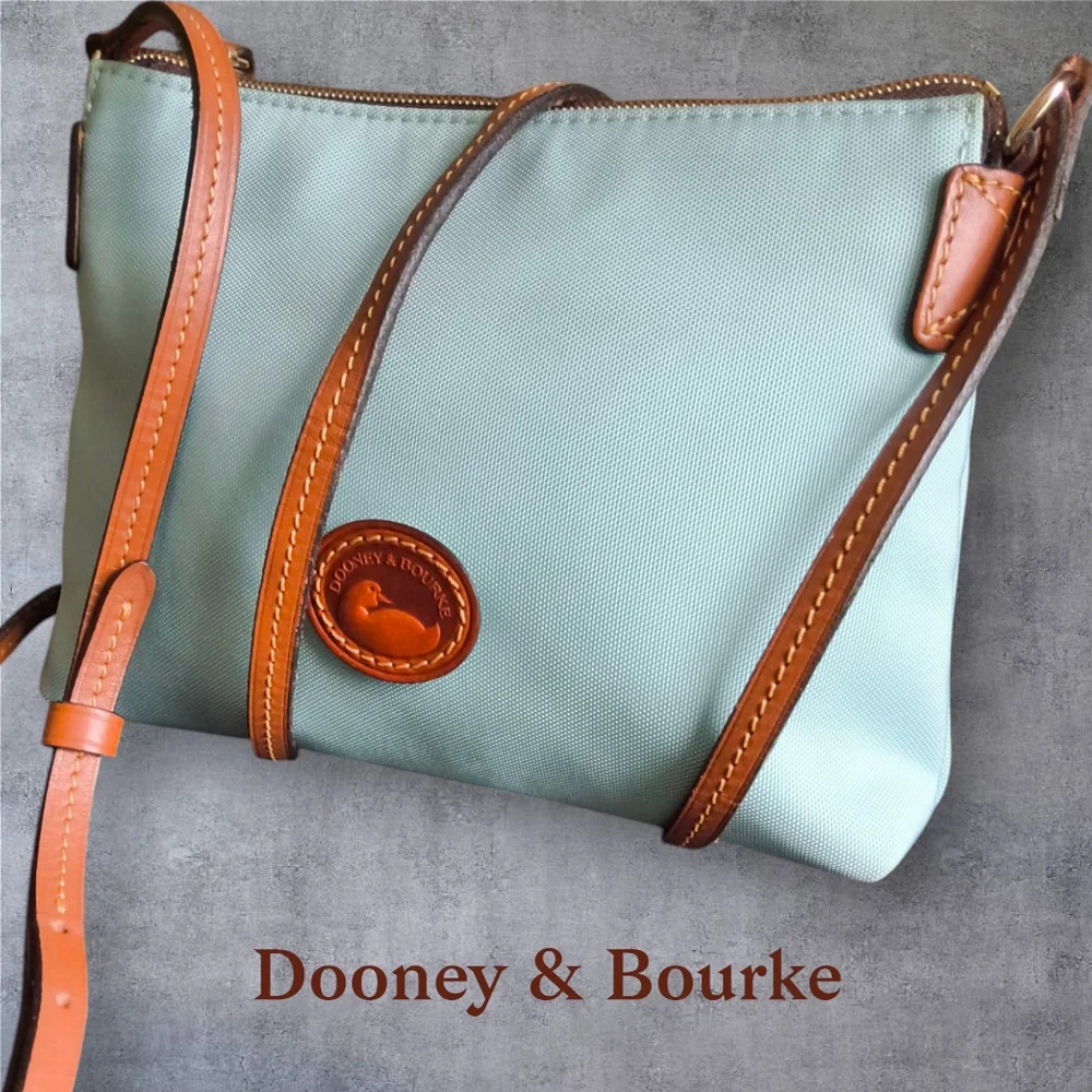 Dooney & Bourke Light Blue and Brown Crossbody Bag - Picture 1 of 10